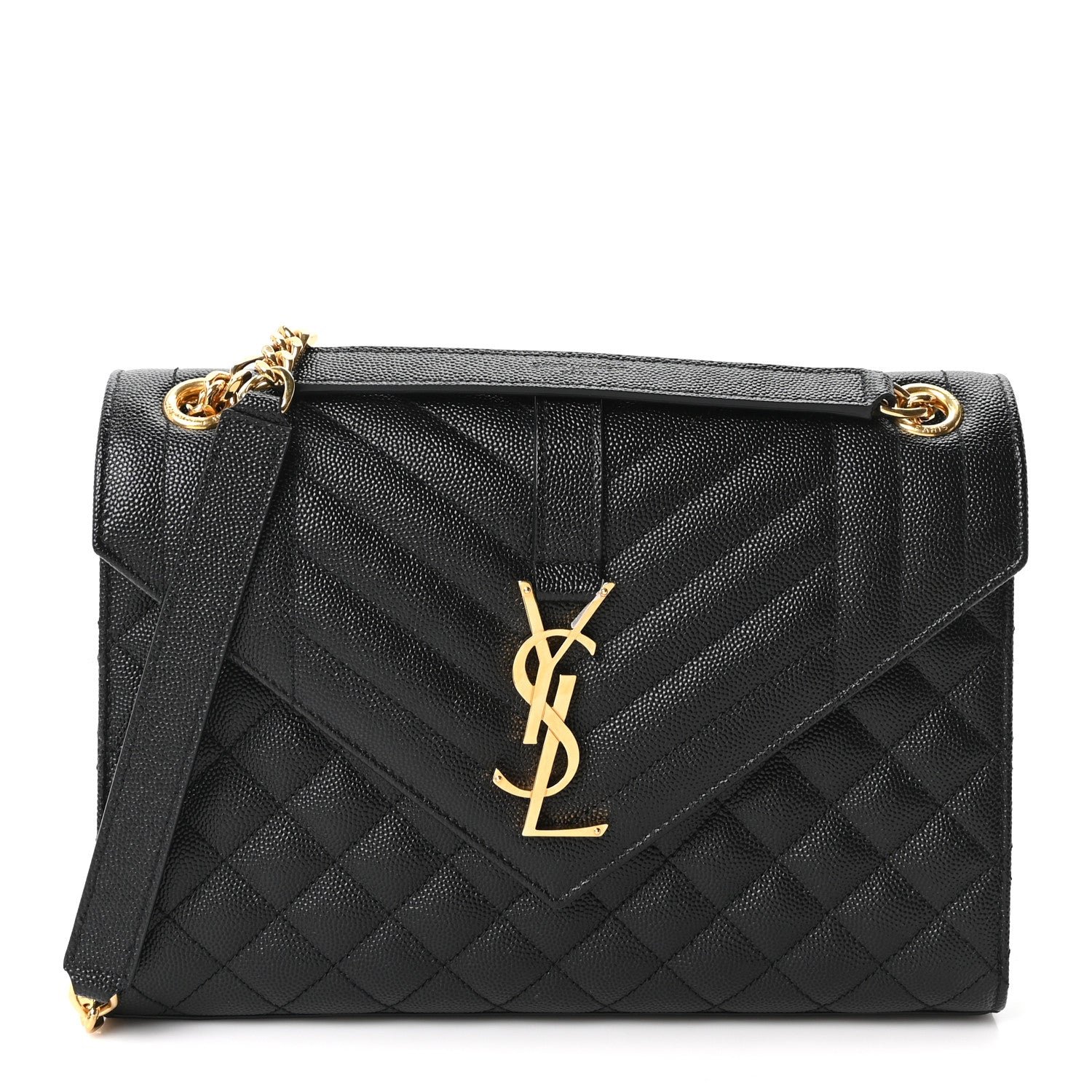Saint Laurent Lambskin Mixed Matelasse Triquilt Medium Monogram Satchel Black