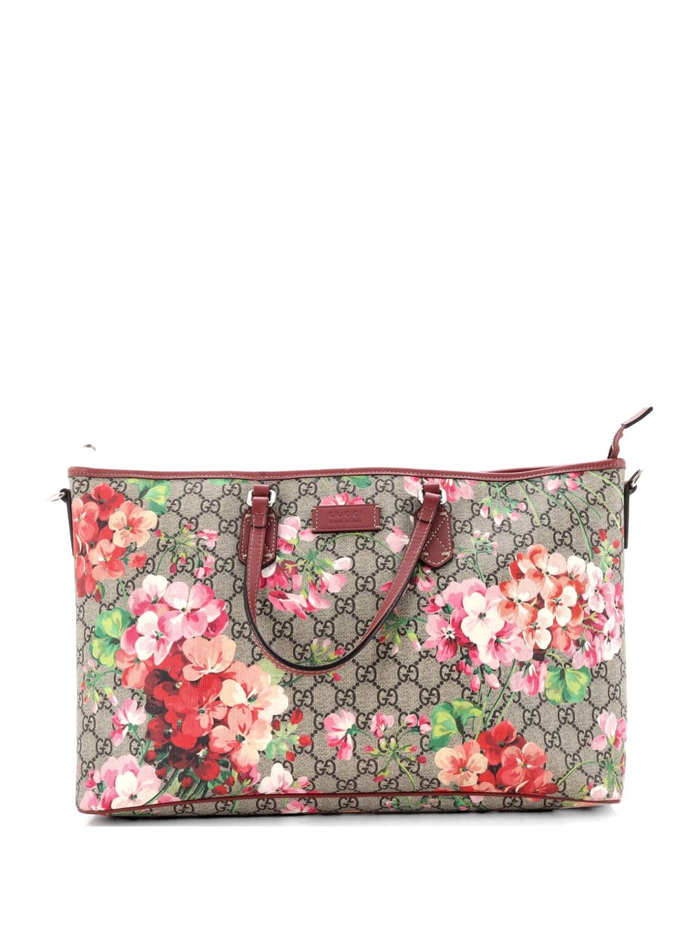 Convertible Zip Blooms Print GG Coated Canvas Large tote bag