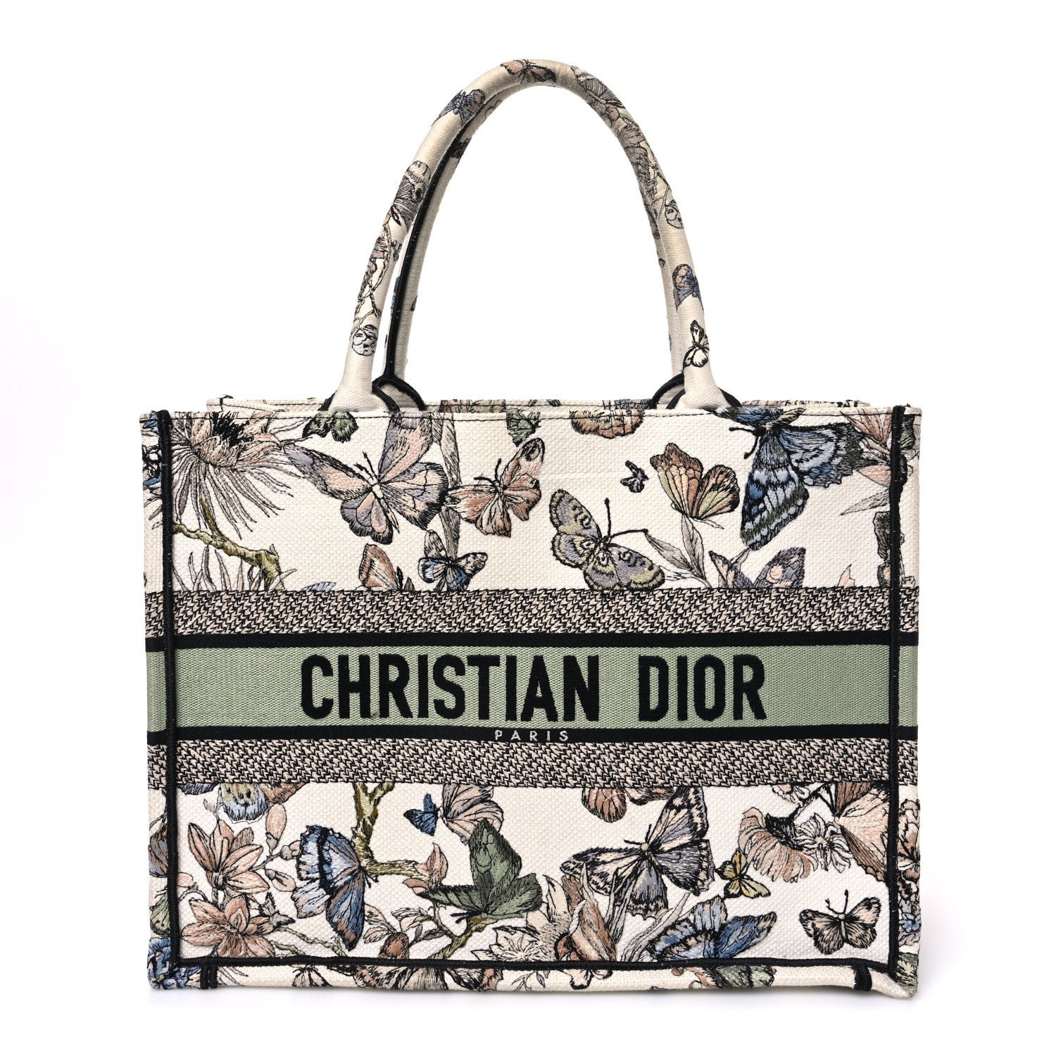 Christian Dior Canvas Embroidered Toile de Jouy Mexico Medium Book Tote White Multicolor