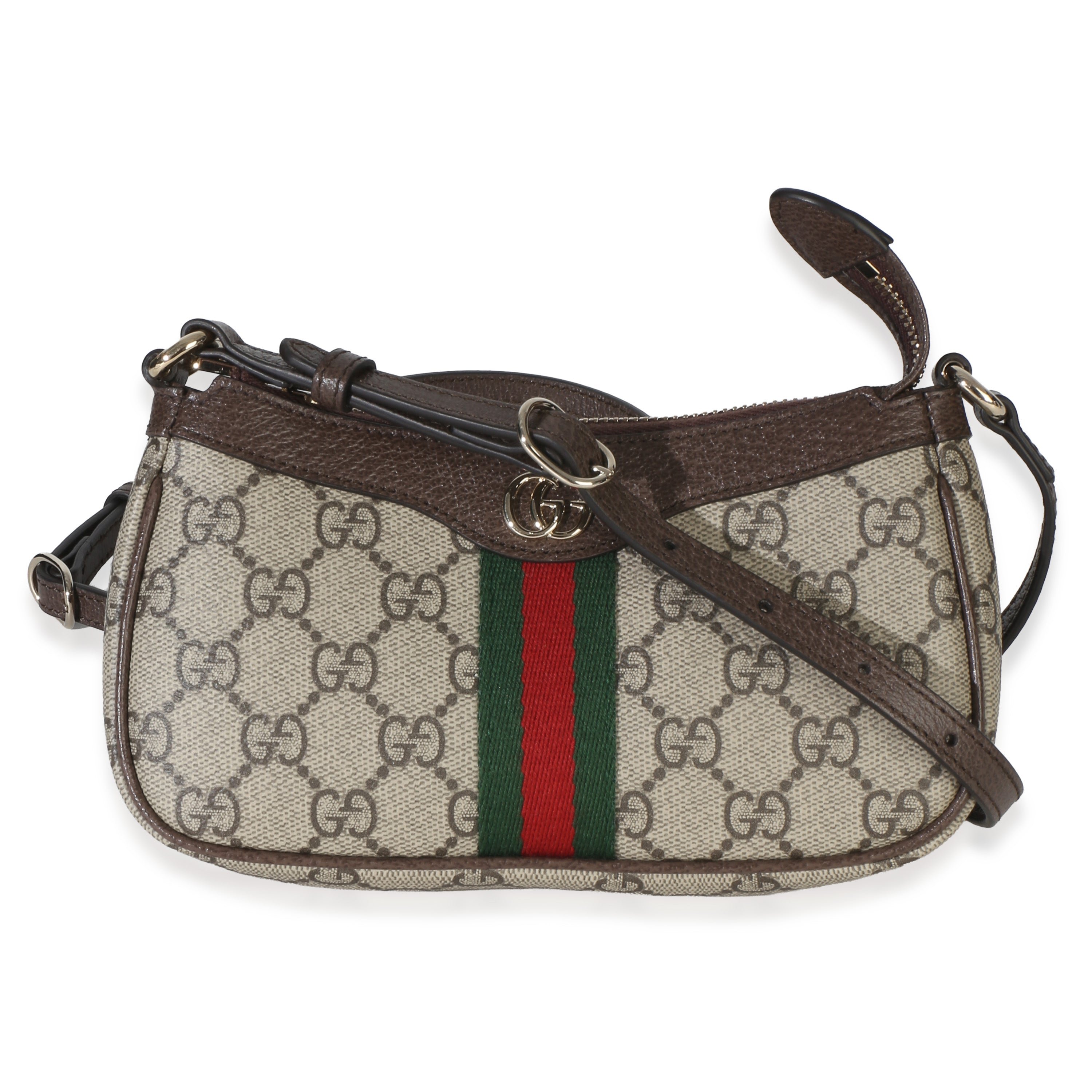 Beige Ebony GG Supreme Monogram Canvas Mini Ophidia Shoulder Bag