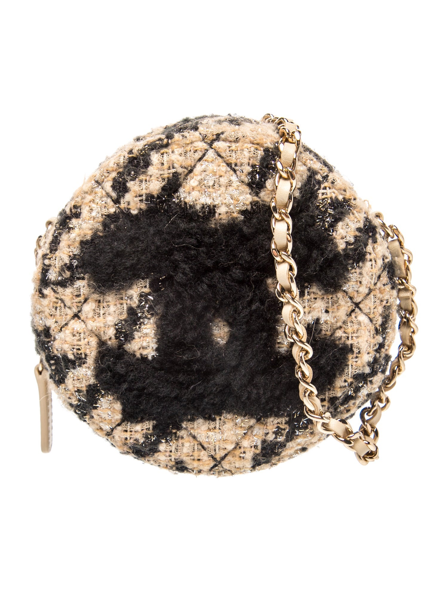 Round Tweed Clutch w/ Chain