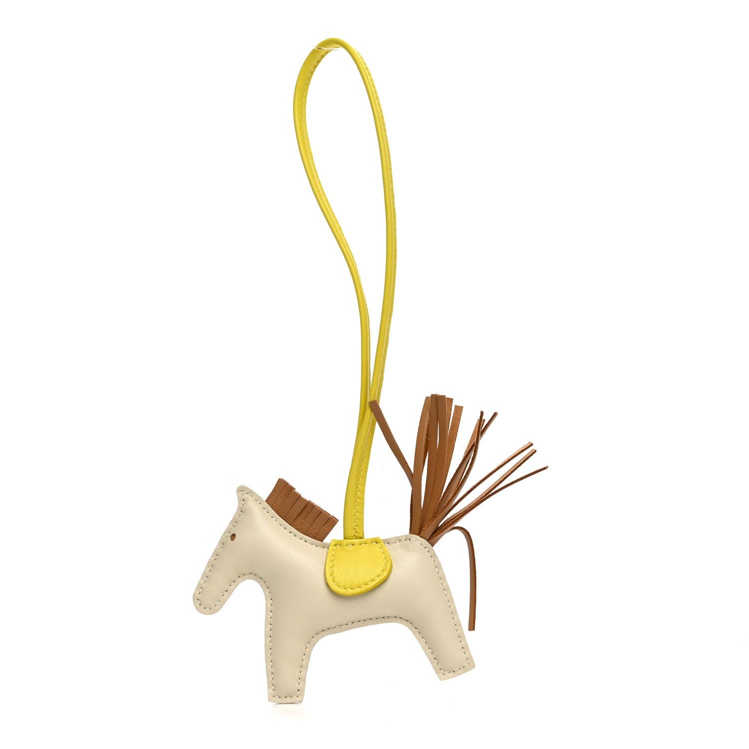 Hermes Milo Lambskin Grigri Rodeo Horse Bag Charm PM  Craie Chai Lime