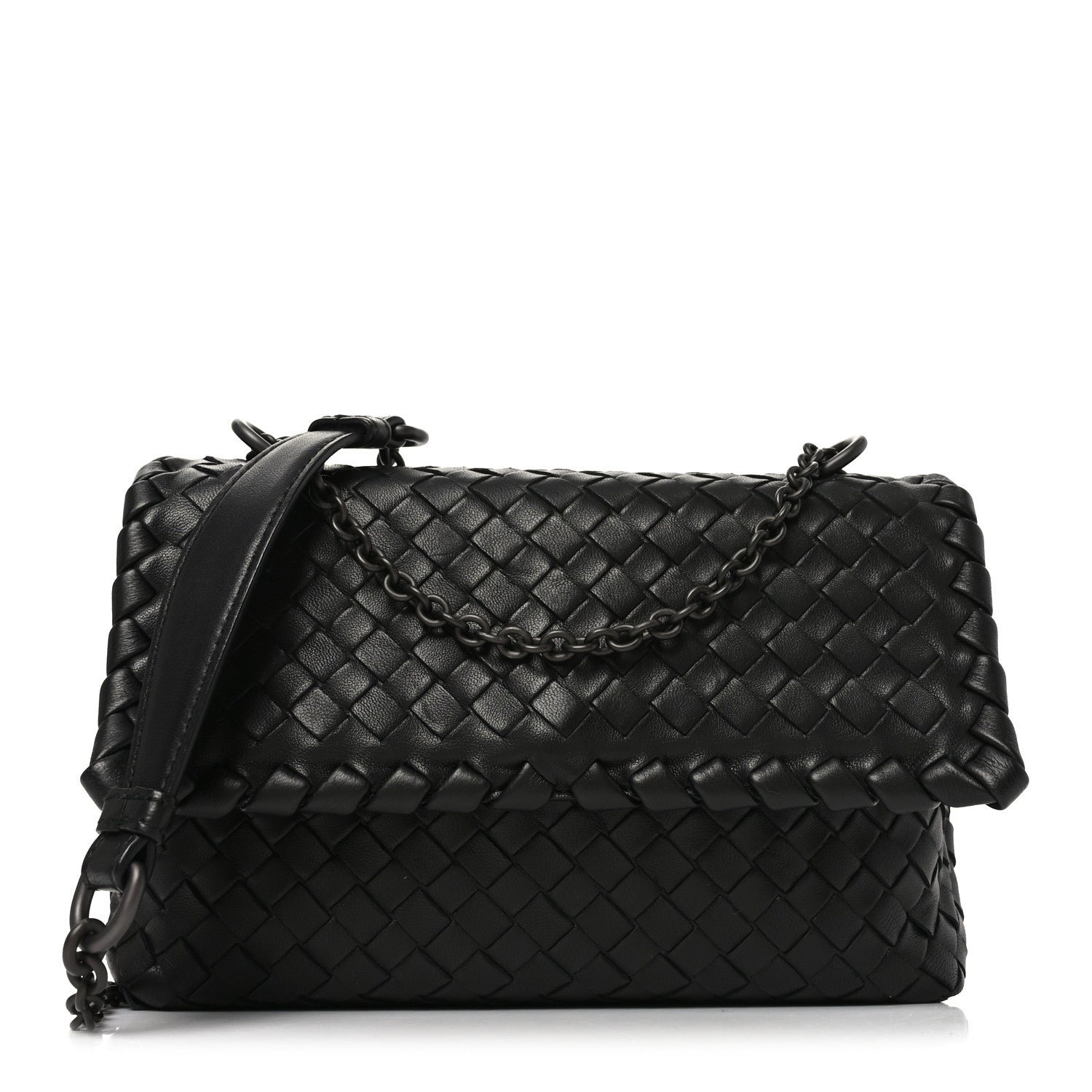 Bottega Veneta Nappa Intrecciato Baby Olimpia Shoulder Bag Black