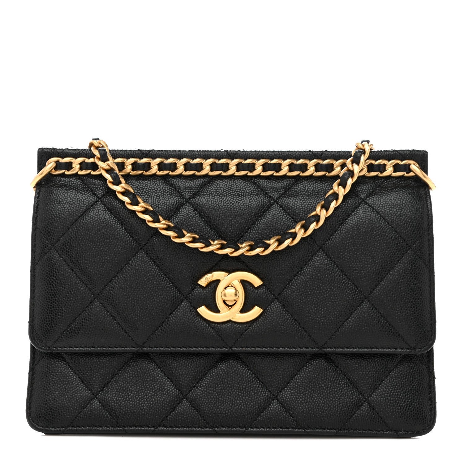 Chanel Caviar Quilted Small Chain Frame Flap Black