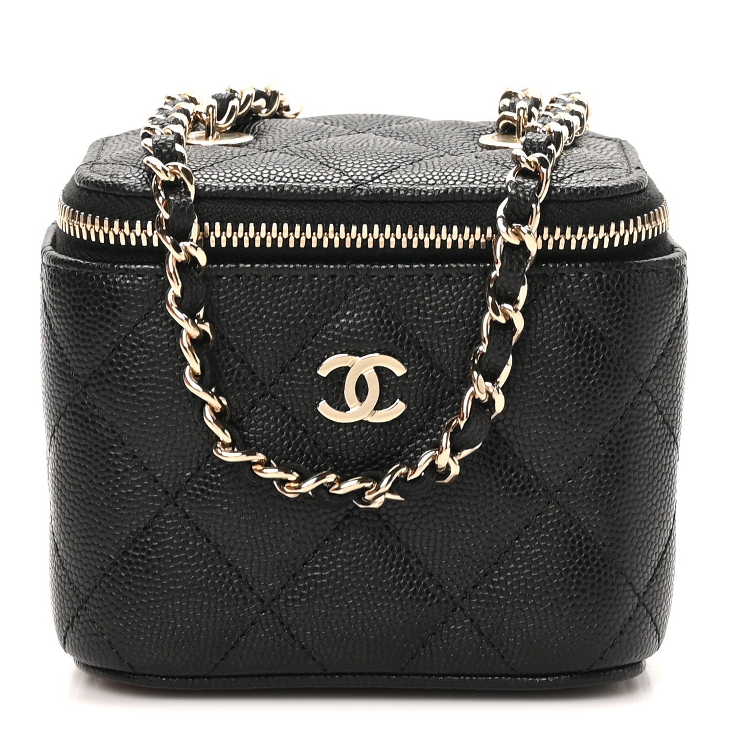 Chanel Caviar Quilted Mini Vanity Case With Chain Black