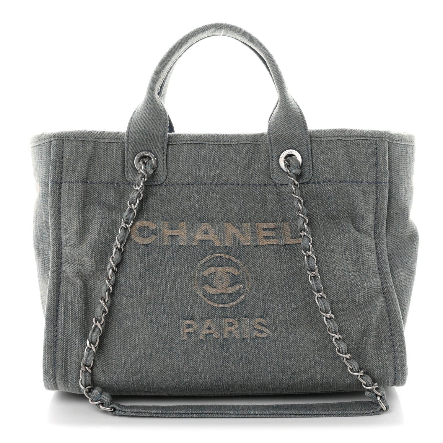 Chanel Denim Small Deauville Tote Light Blue