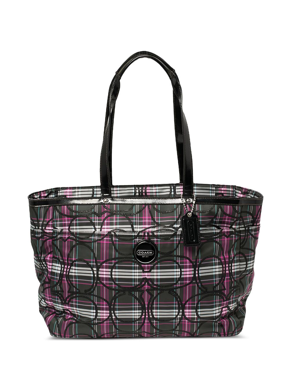 Pre-owned medium leather plaid-pattern tote bag