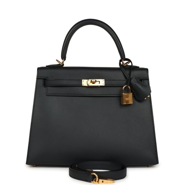 Hermes Pre-owned Hermes Kelly Sellier 25 Black Verso Sombrero Gold Hardware