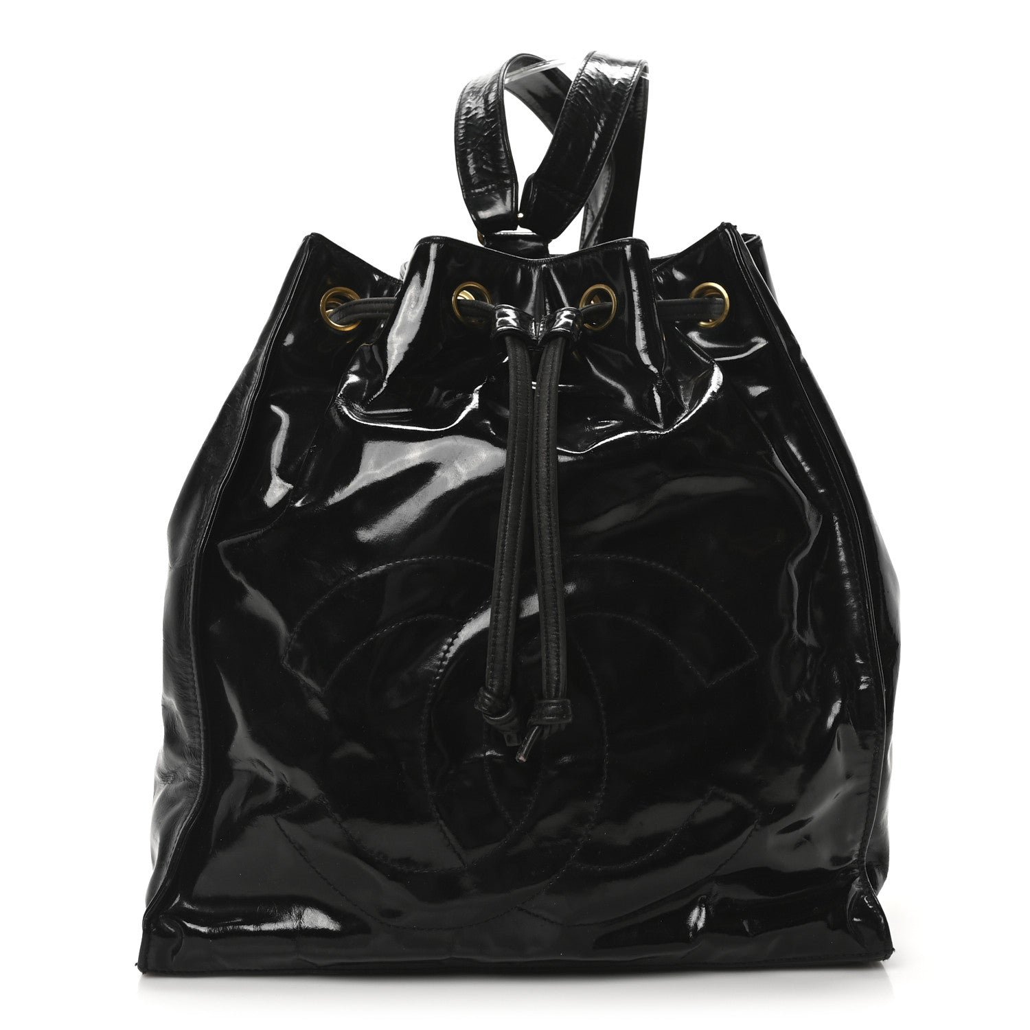 Chanel Paten Timeless CC Drawstring Backpack Black