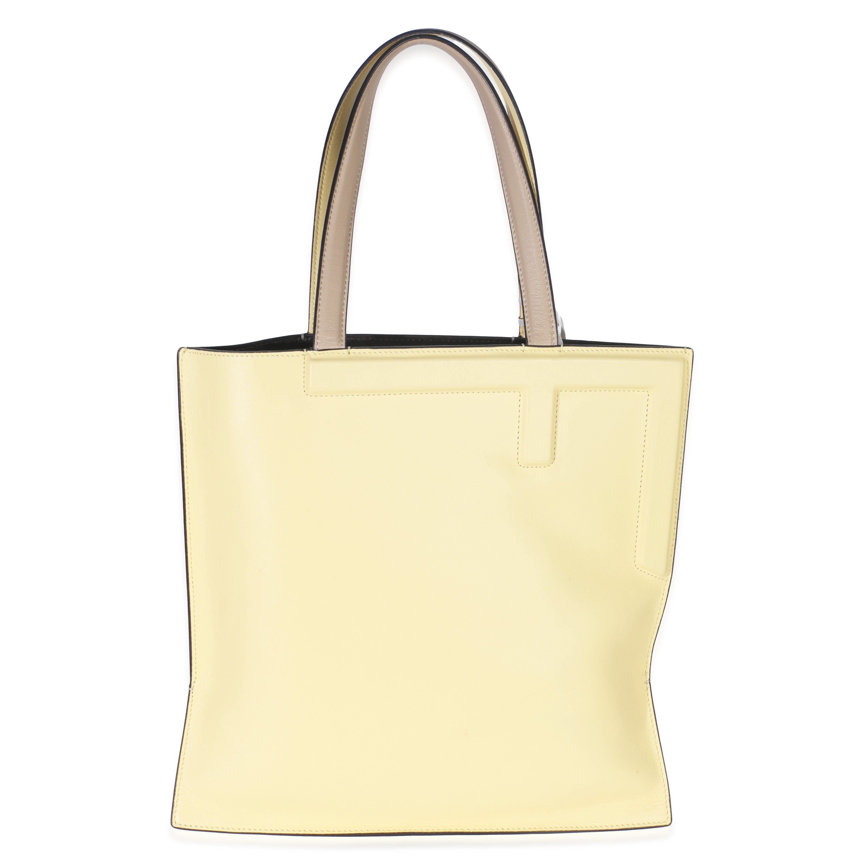 Fendi Beige Light Yellow Smooth Calfskin Medium Flip Tote
