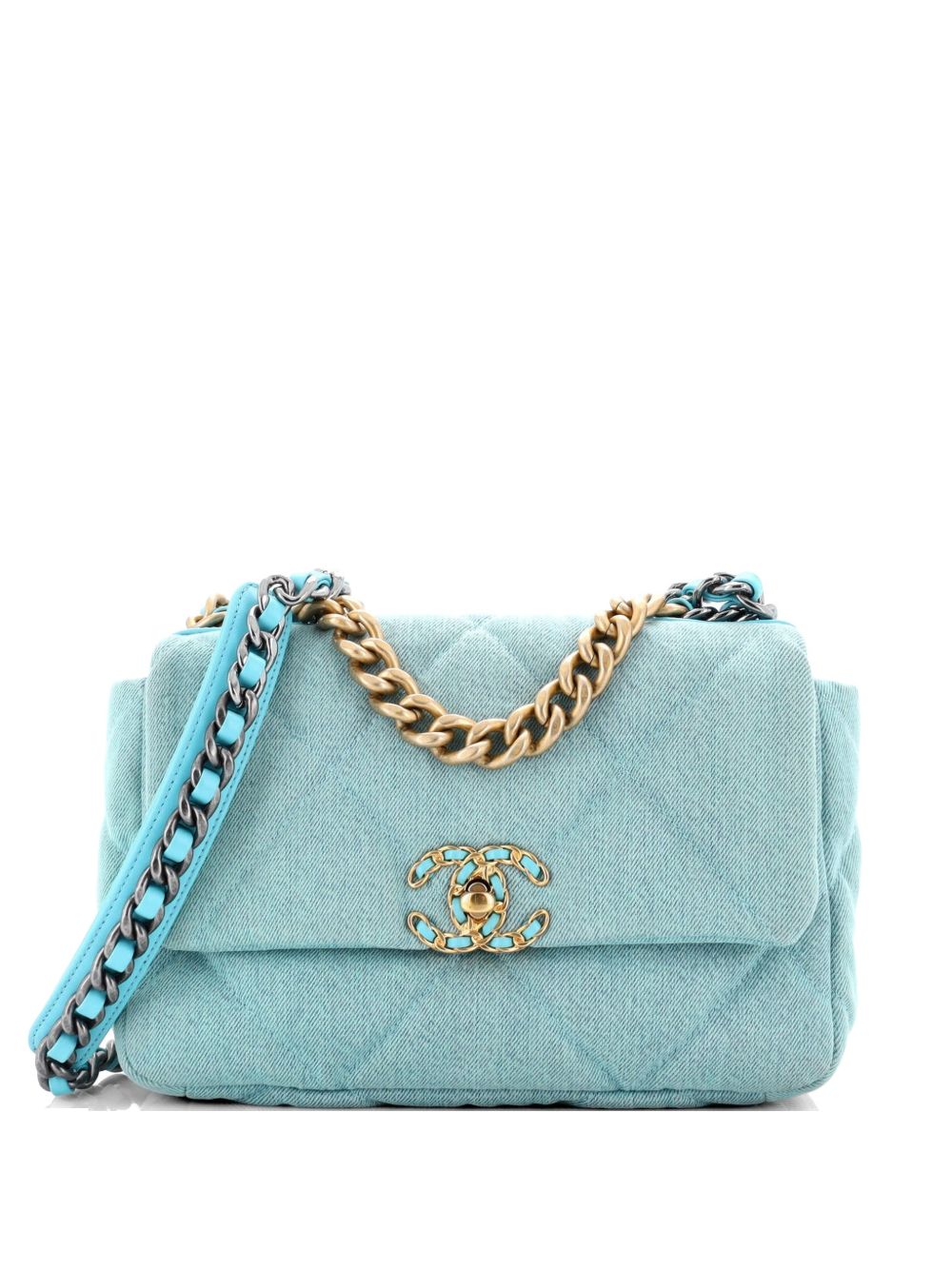 19 Flap Bag Quilted Denim Medium shoulder bag