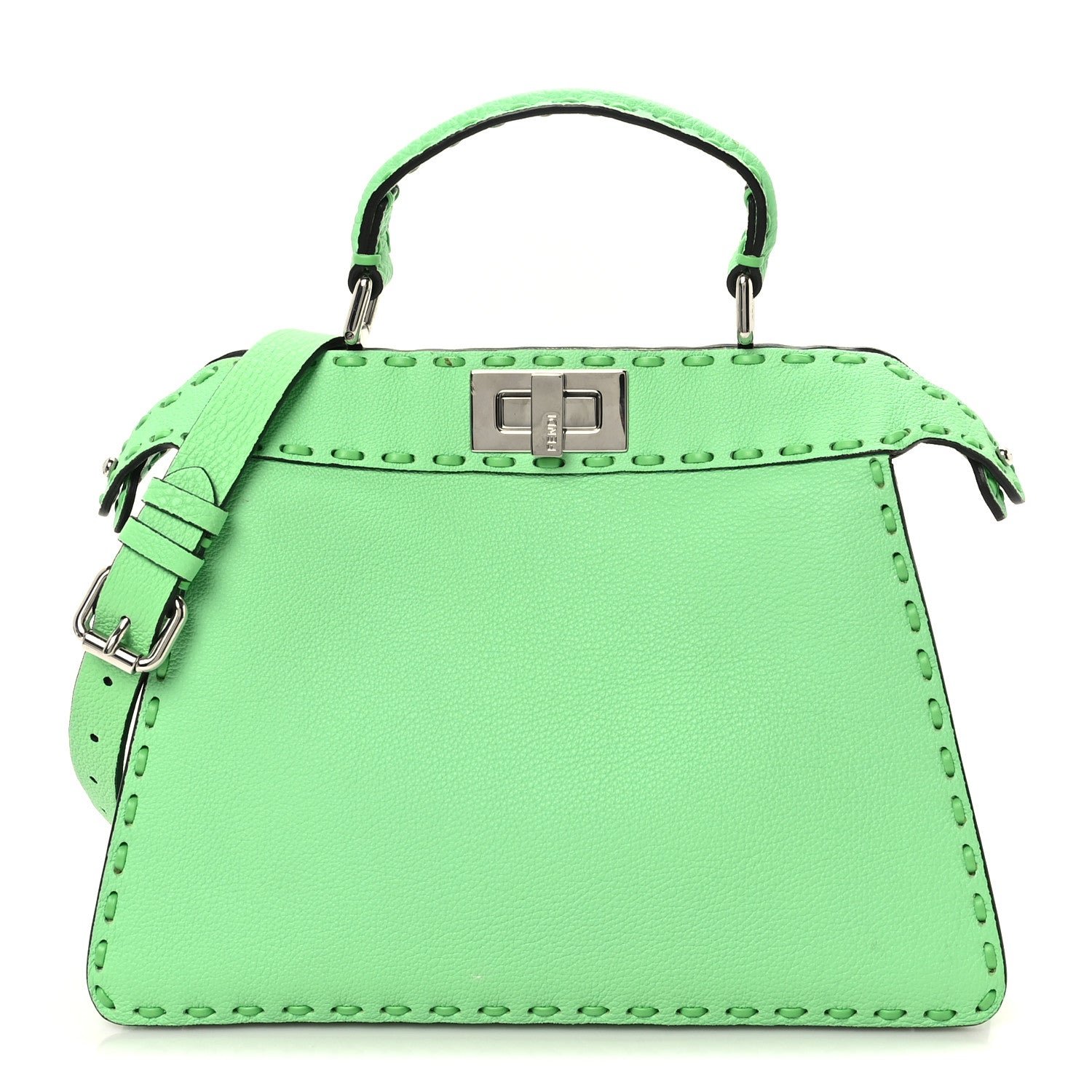 Fendi Cuoio Romano Selleria Small Peekaboo I SEE U Satchel  Tortora