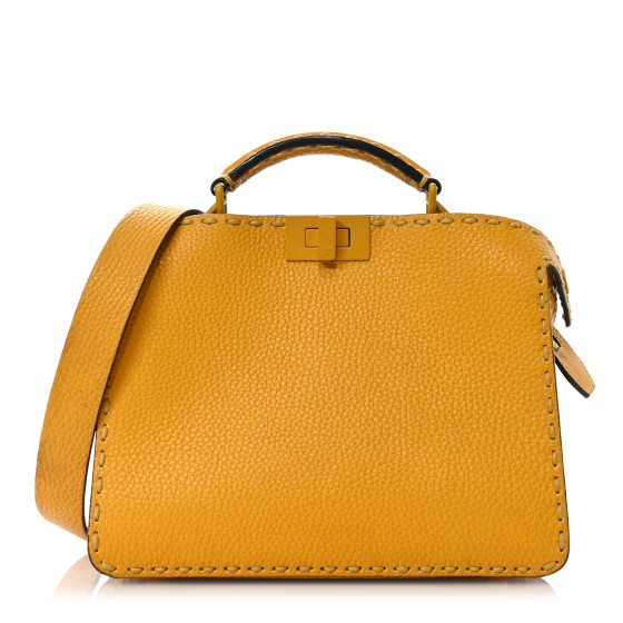 Fendi Cuoio Romano Vitello Cover Sellerissima Monochrome Mini Peekaboo I SEE U Satchel Sunflower