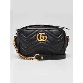 Gucci Black Quilted Leather Mini Marmont Camera Bag