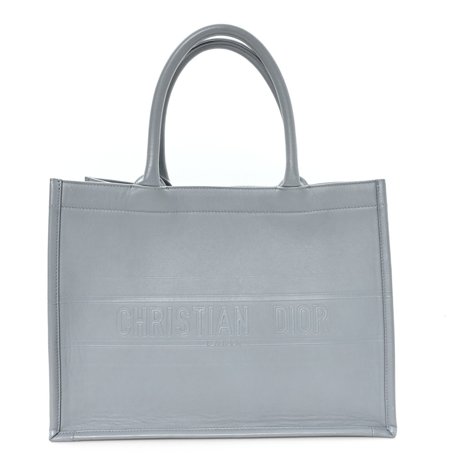 Christian Dior Calfskin Embossed Medium Book Tote Grey