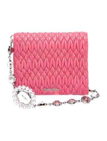 Miu Miu Leather Matelassé Crystal Flap Clutch Vintage