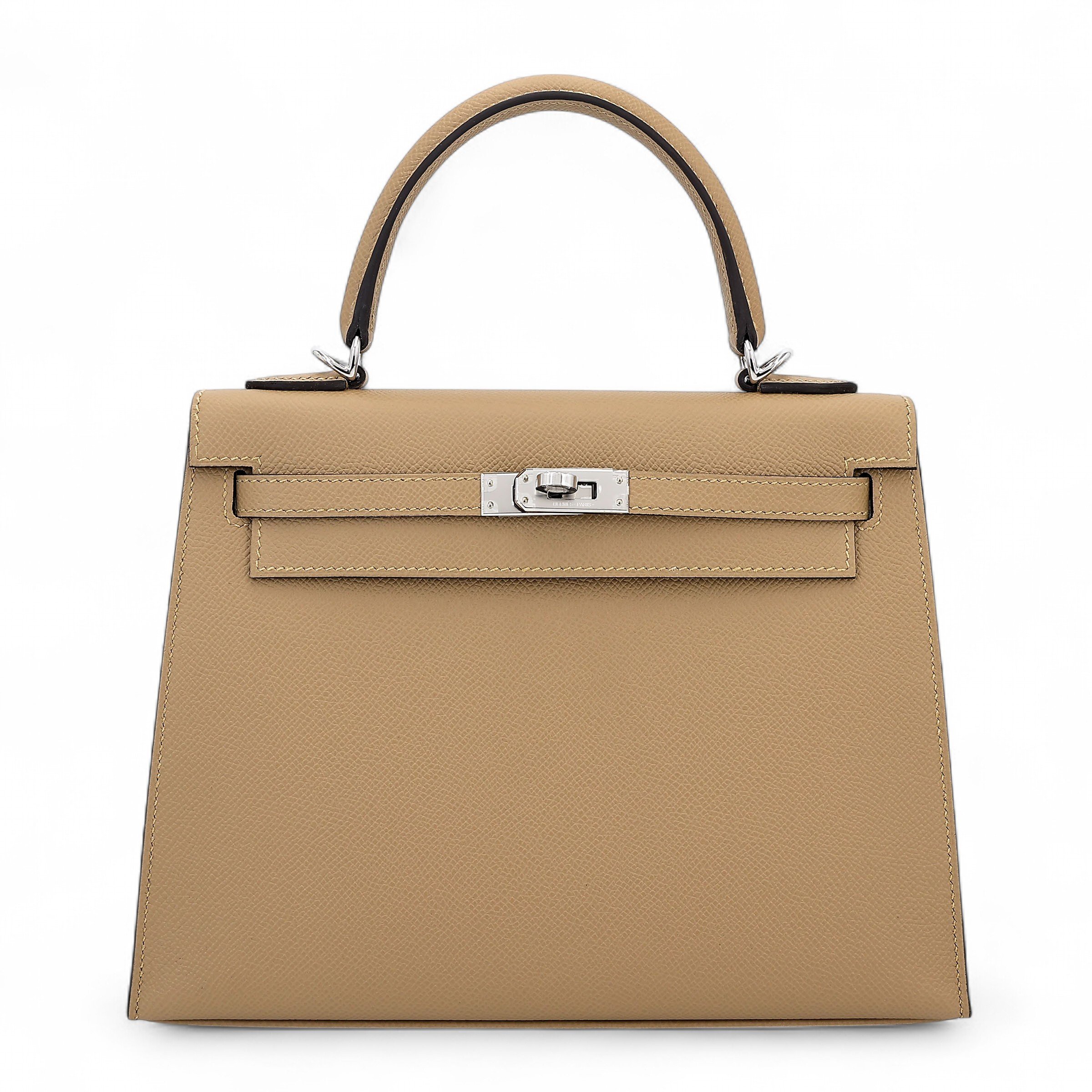 Hermes Brand New ( Rank N ) HERMÈS Kelly 25 Sellier Poussiere (1C) Epsom Palladium hardware K (2025)