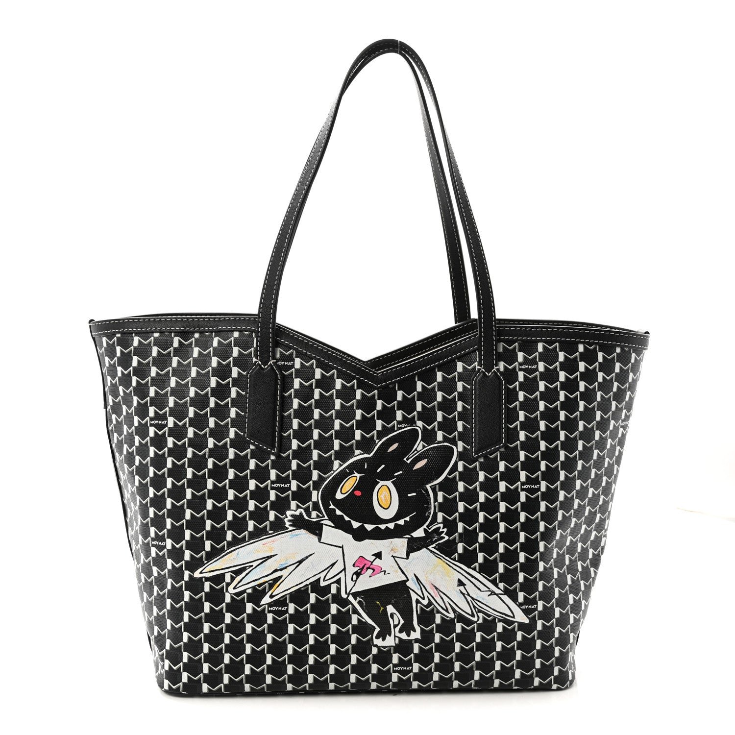 Moynat Moynat X KASING LUNG Calfskin Canvas M Labubu Tote MM Black
