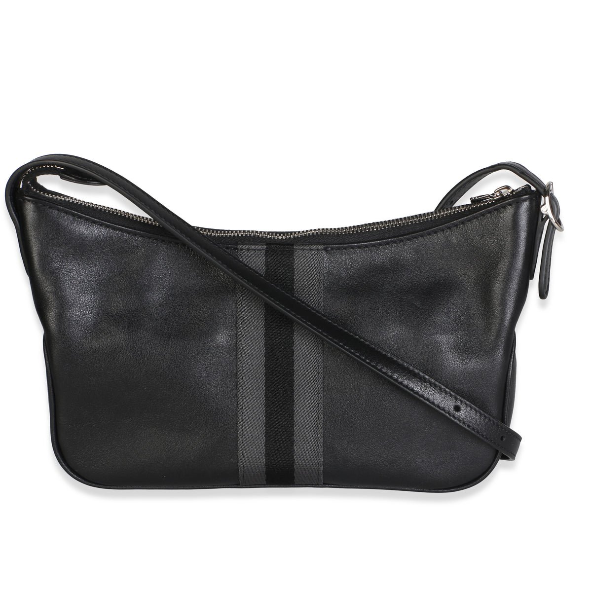 Black Calfskin Web Small Lunetta Crossbody Bag