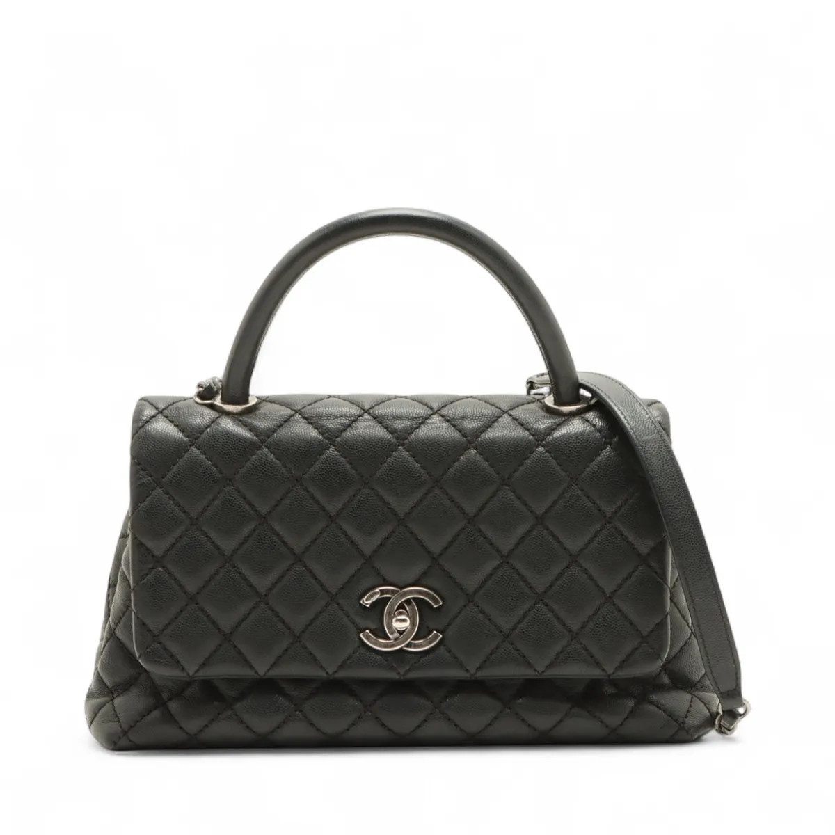 Chanel Coco handle 29 S Caviar Skin 2 Way Handbag Black Gunmetal Fittings 21XXXX