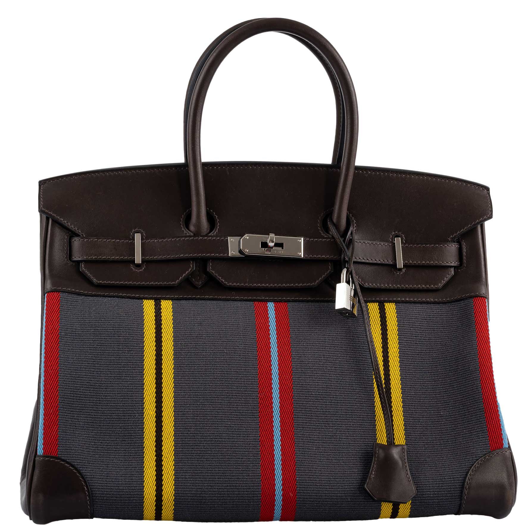 Hermes Hermès Jumping Birkin 35 Multicolor Canvas and Ebene Box Palladium Hardware