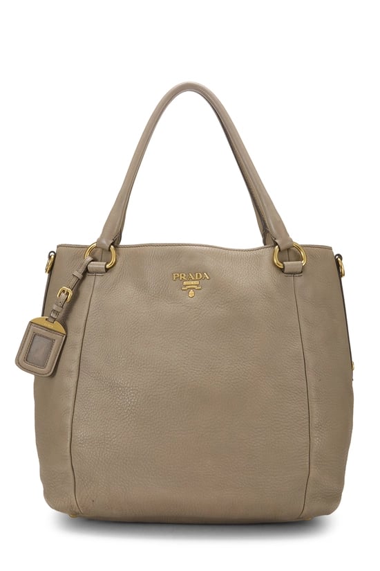 Grey Vitello Daino Convertible Tote Medium