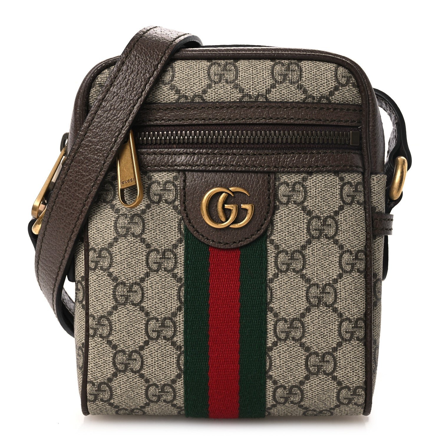Gucci GG Supreme Monogram Web Mini Ophidia Messenger Brown