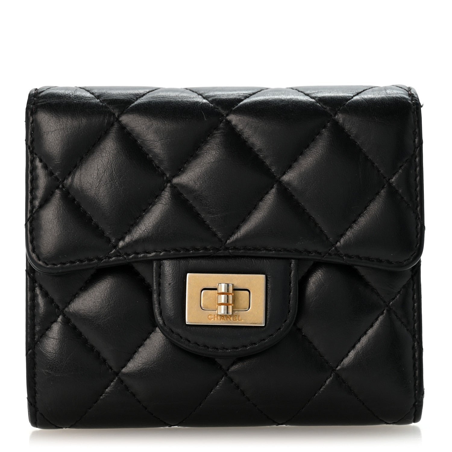 Chanel Aged Calfskin Quilted Reissue Compact Wallet Black
