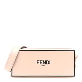 Fendi Vitello Fluffy Logo Horizontal Box Crossbody Bag Rosa Quarzo Black