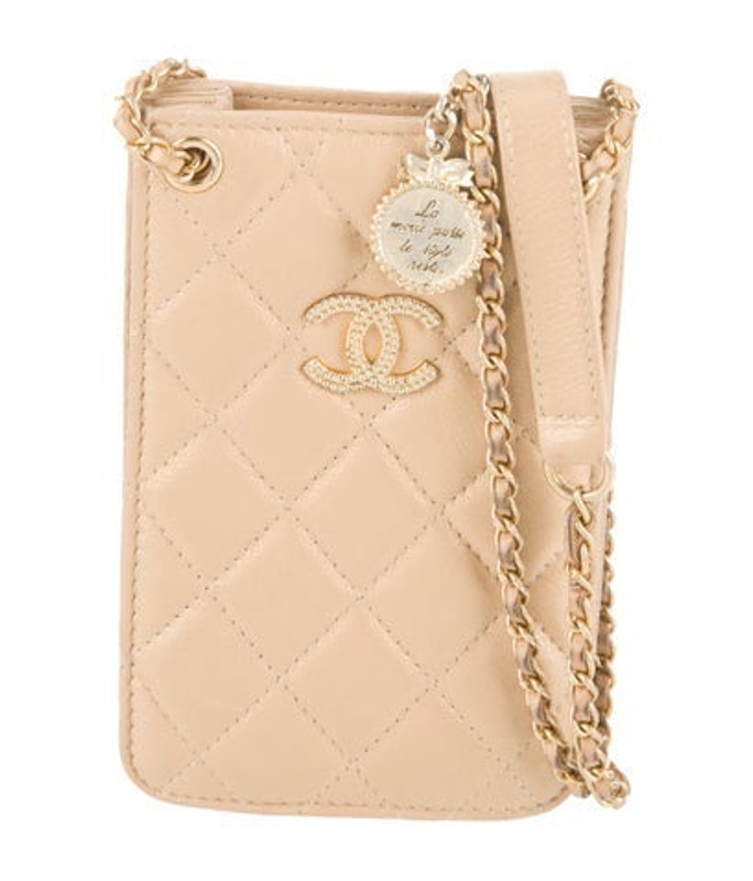 Chanel Iridescent Quilted Cc Phone Holder Crossbody