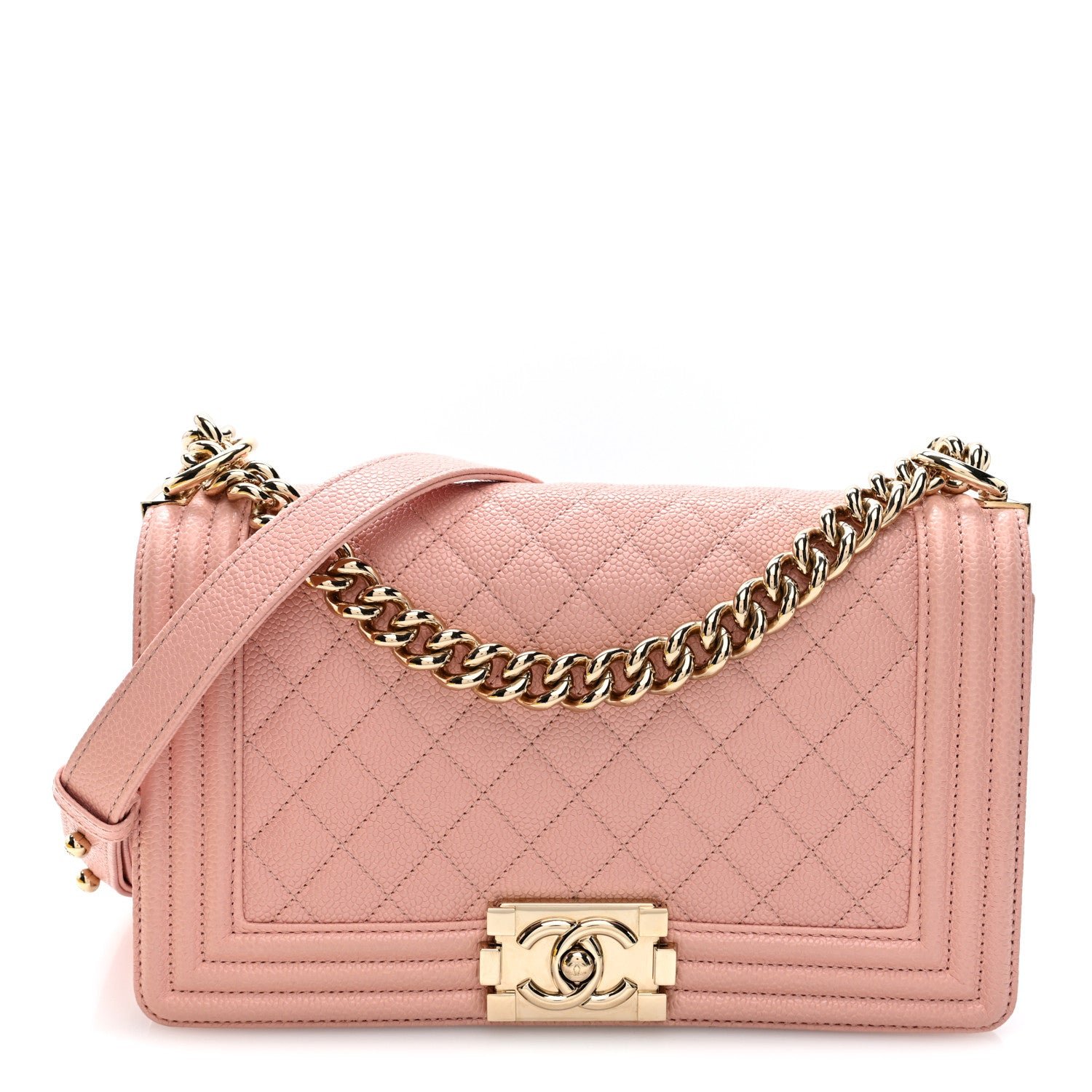 Chanel Caviar Quilted Medium Boy Flap Light Pink