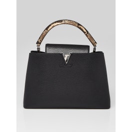 Louis Vuitton Louis Vuitton Black Taurillon Leather and Python Capucines MM Bag
