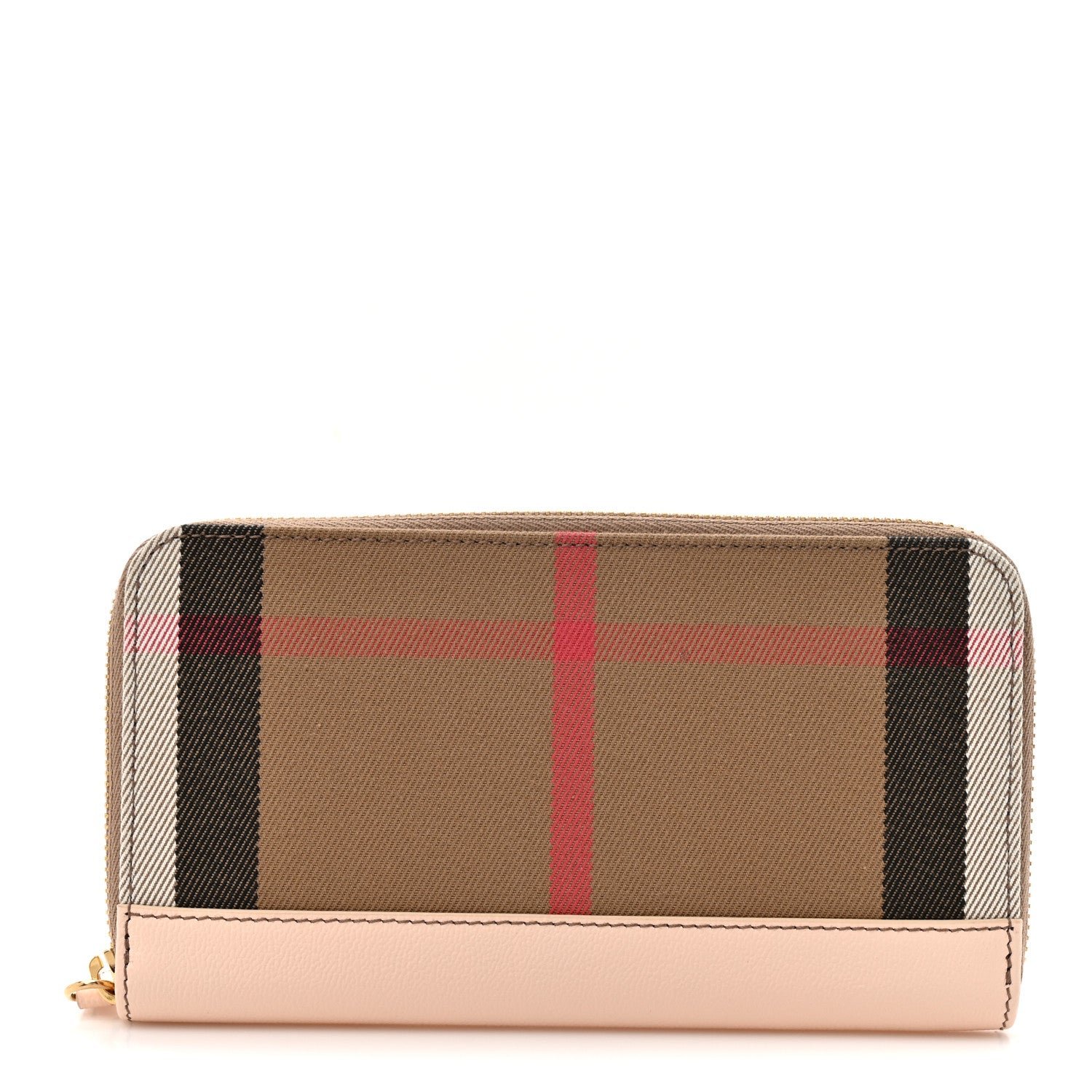 Burberry House Check Large Ziggy Zip Around Wallet Pale Cameo