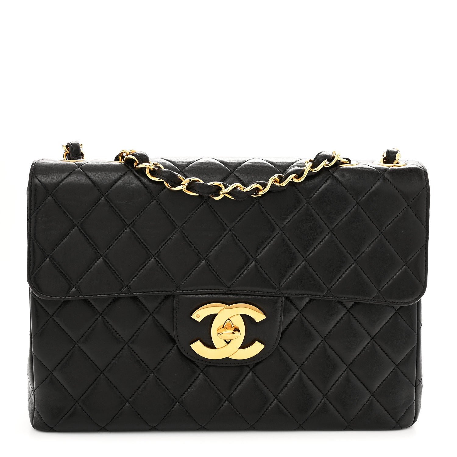 Chanel Lambskin Quilted XL Jumbo Single Flap Black