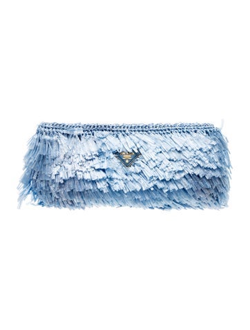 Enameled Metal Triangle Fringed Crochet Clutch