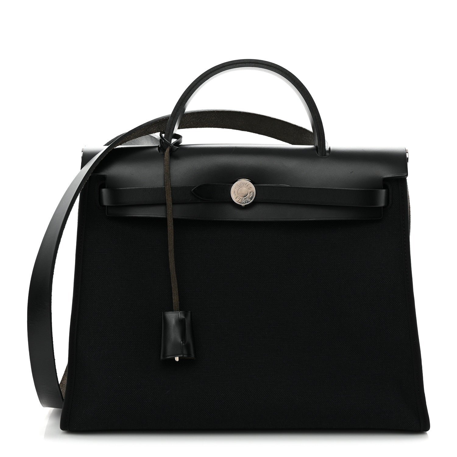 Hermes Military Toile Vache Hunter Herbag Zip PM 31 Black