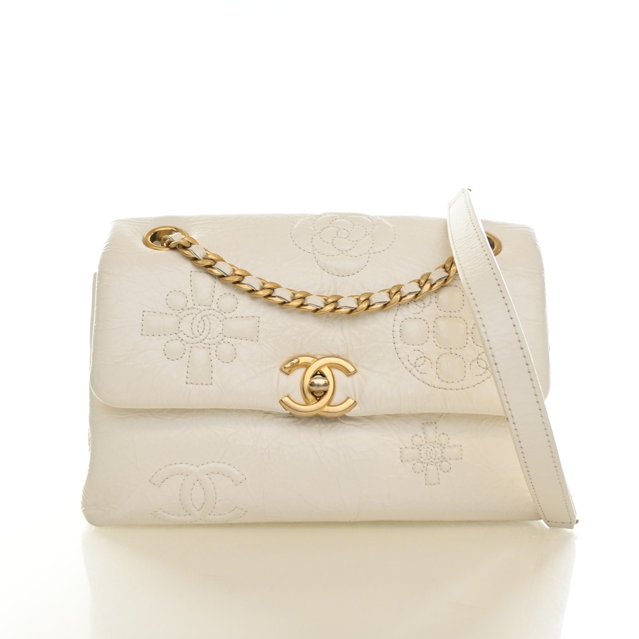 Chanel Crumpled Calfskin Embossed Flap Bag