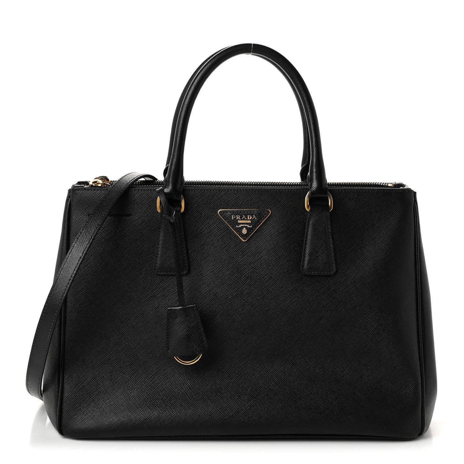 Prada Saffiano Medium Galleria Double Zip Tote  Black