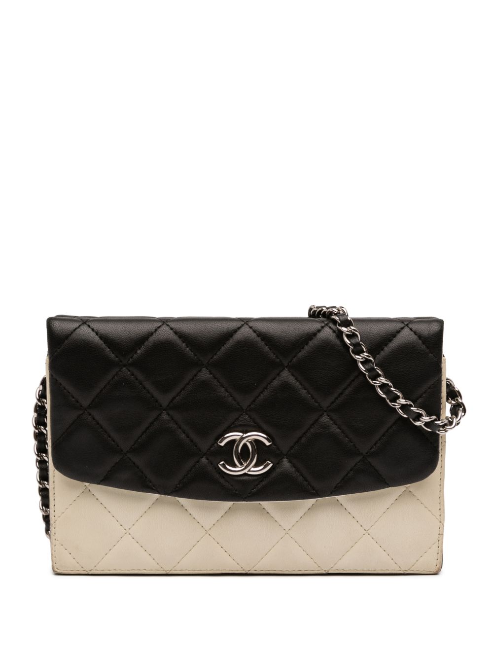 2011 CC Bicolor Quilted Lambskin Double Sided Wallet on Chain crossbody bag