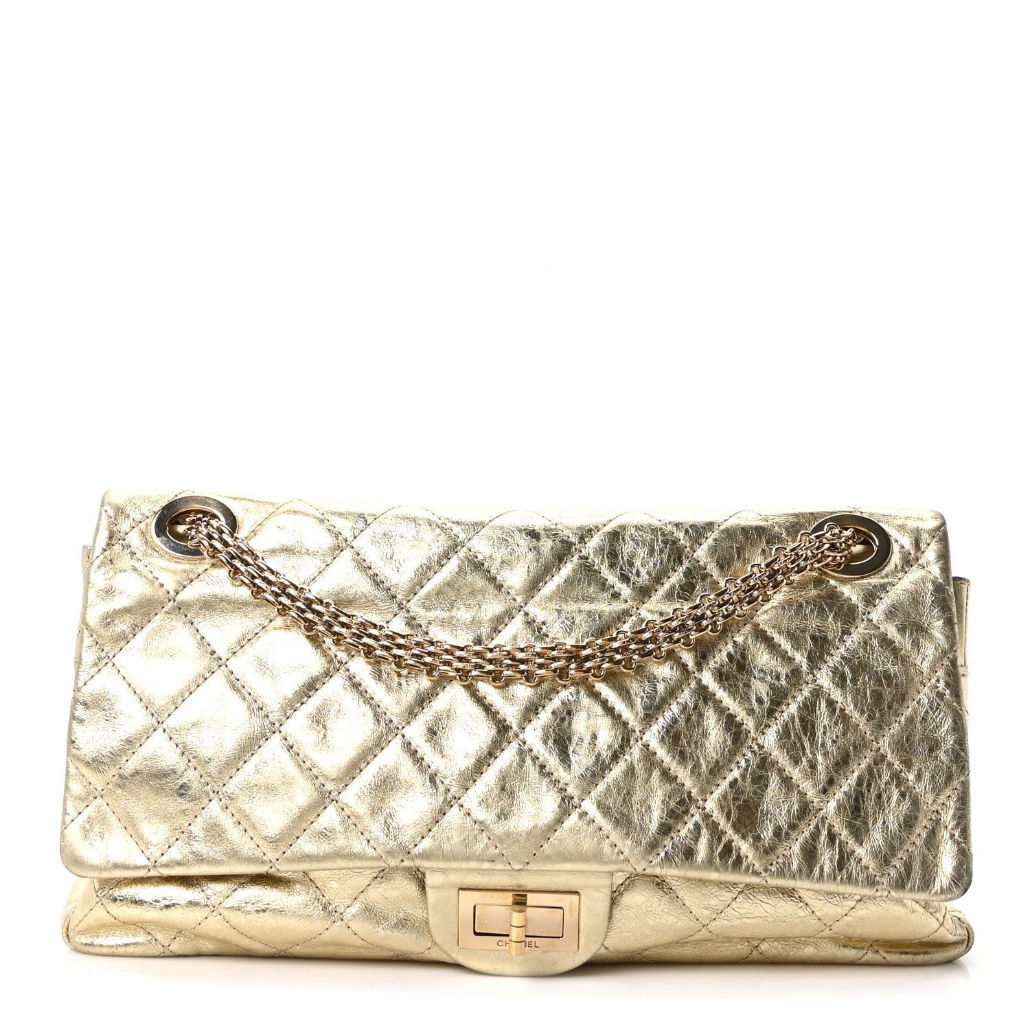 Chanel Metallic Aged Calfskin Quilted 2.55 Reissue 227 Flap Gold