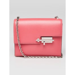 Hermes Leather Rose Lipstick Box Leather Palladium Plated Mini Verrou Chaine Bag