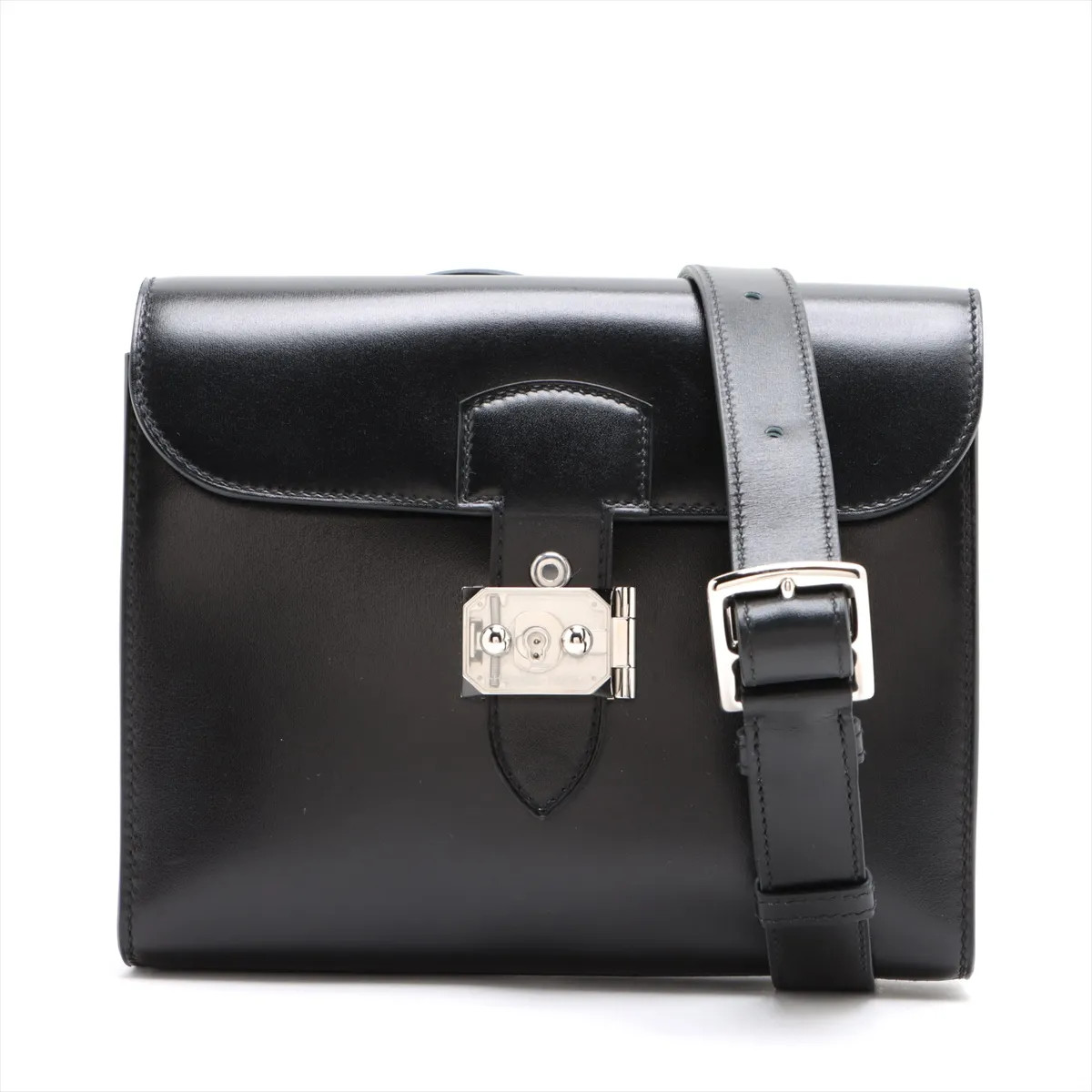 Hermès Sac Adepeche 21 Box calf Black Silver Metal Fittings