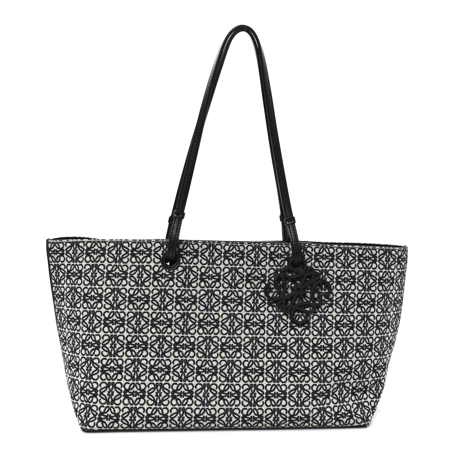 Loewe Loewe Jacquard Anagram Calfskin East West Tote Beige Black