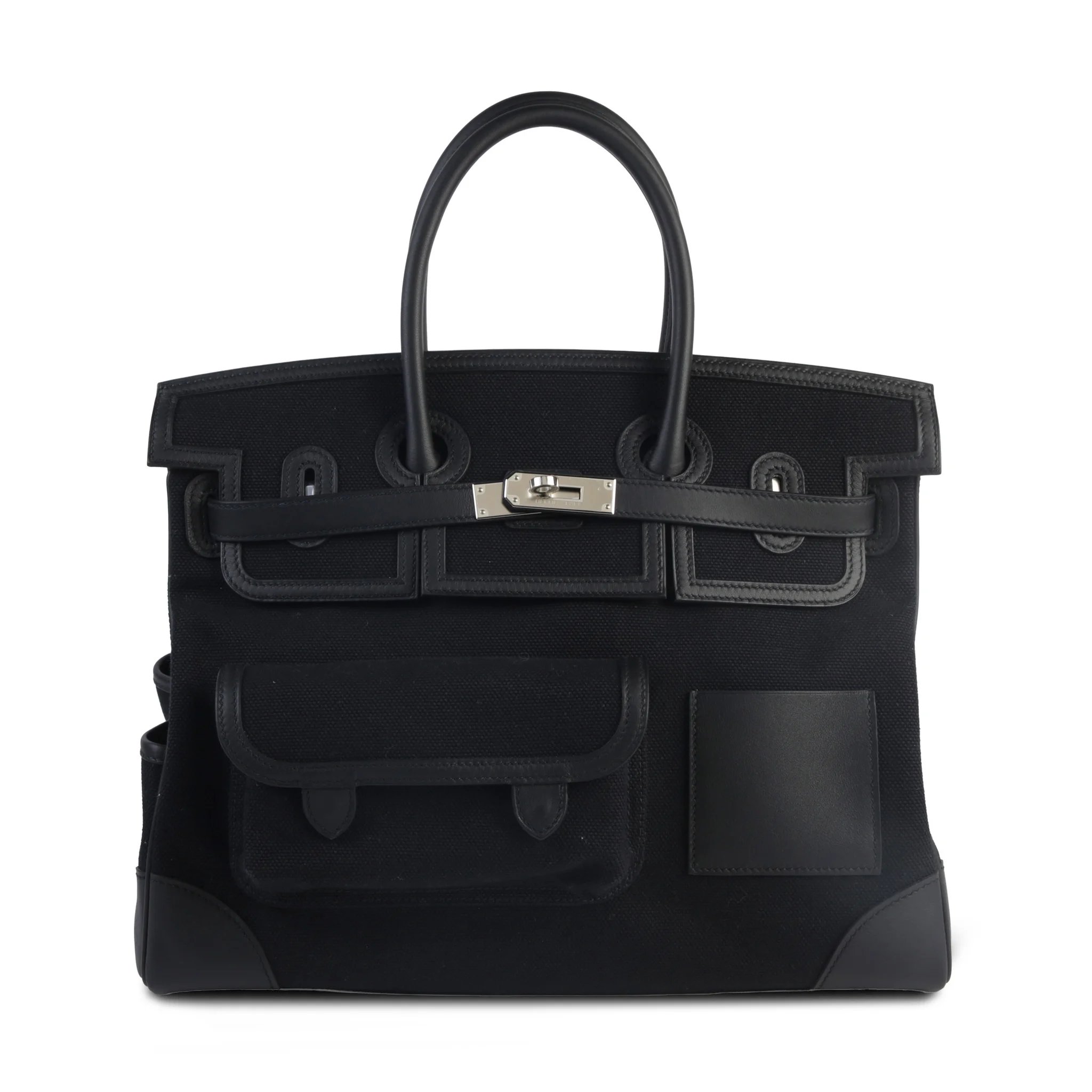 Unused ( Rank NS ) HERMÈS Birkin Cargo 35 Noir (89) Toile H canvas Swift Palladium hardware U (2022)
