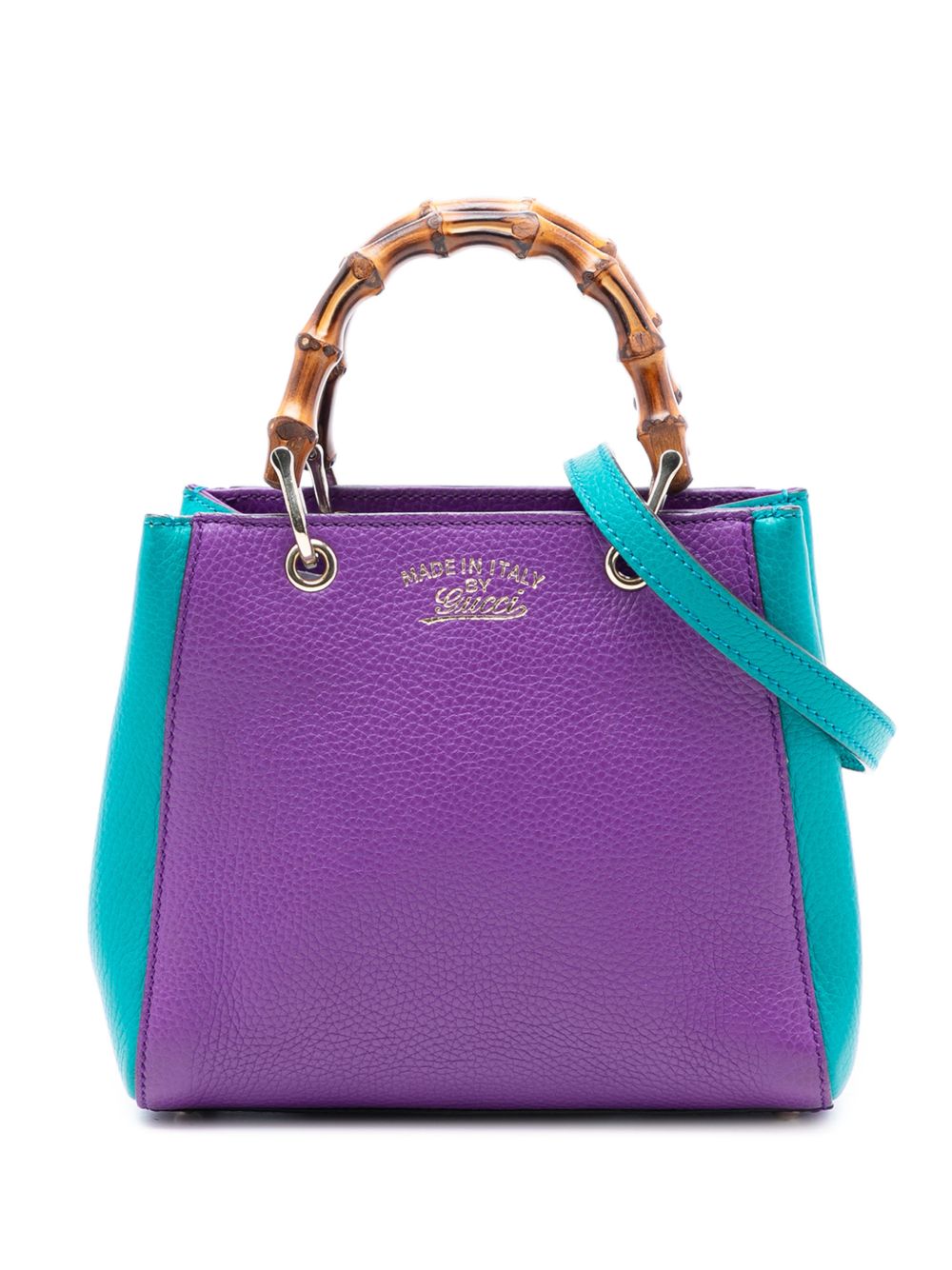 2016-2025 Mini Bicolor Calfskin Bamboo Shopper satchel