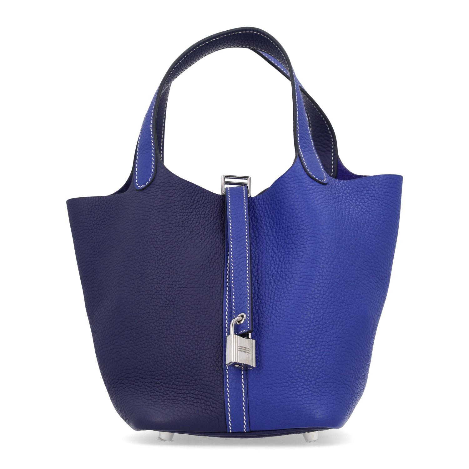 Hermes Taurillon Clemence Casaque Picotin Lock 18 PM Bleu Electrique Bleu Encre