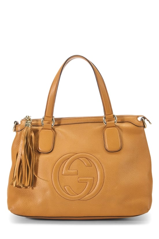 Orange Grained Leather Soho Top Handle Tote
