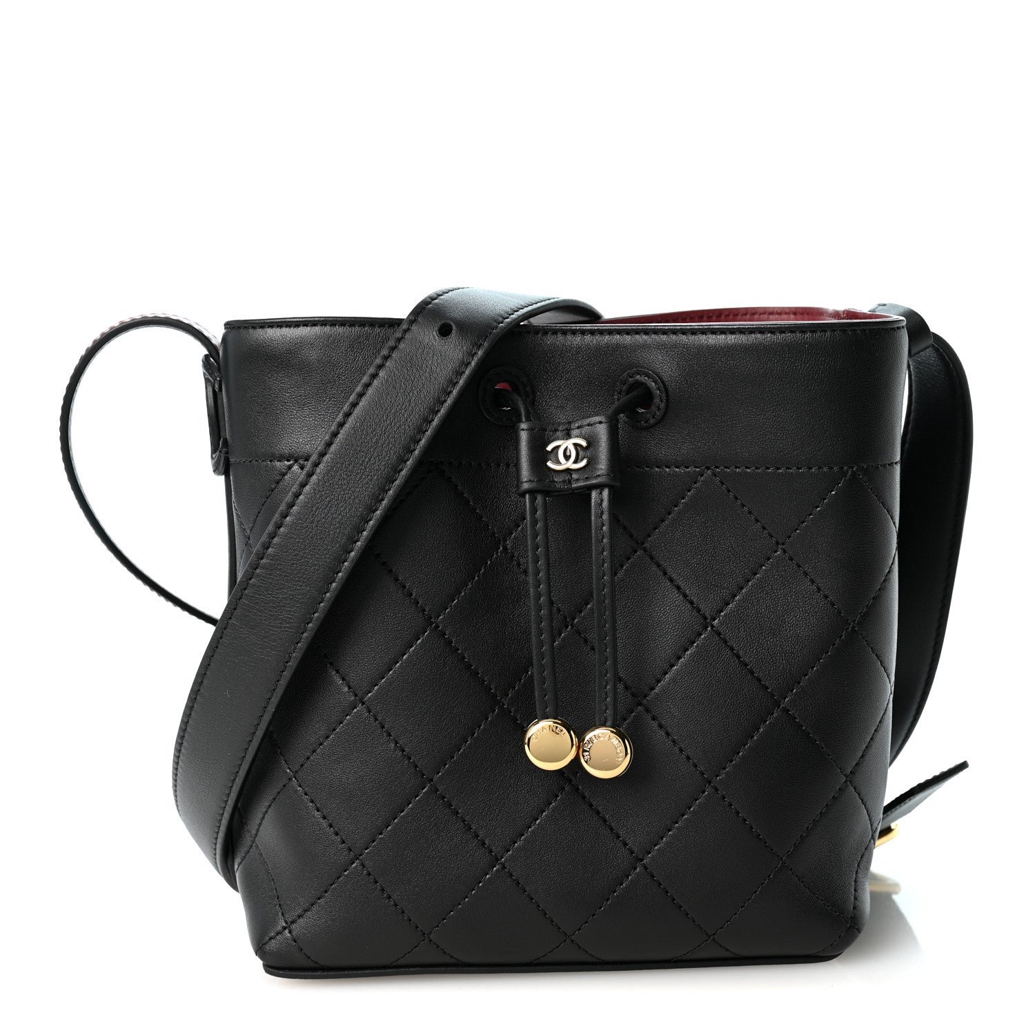 Chanel Calfskin Quilted Small Bucket Bag Black