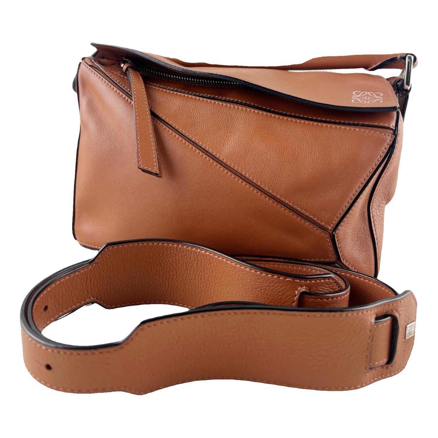 Puzzle leather handbag