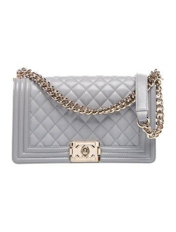 Quilted Caviar Medium Boy Bag